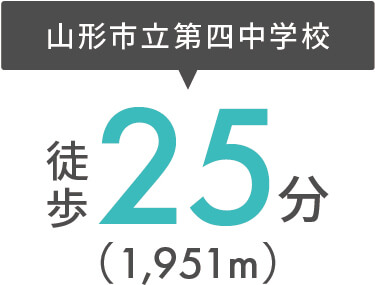 山形市立第四中学校まで徒歩25分（1,951m）